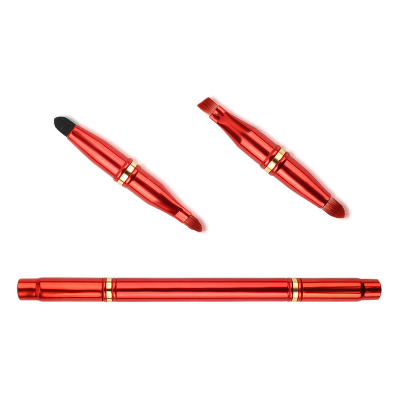 Double section 4 head portable makeup brush, multi-functional makeup brush, concealer contour, lips and eyebrows can be easily carried