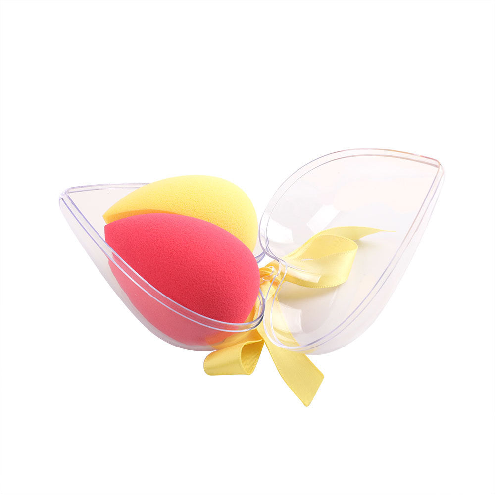 Oblique cut dry and wet dual-purpose heart-shaped puff, hydrophilic sponge puff, heart-shaped shell, strong water absorption and powder grabbing ability