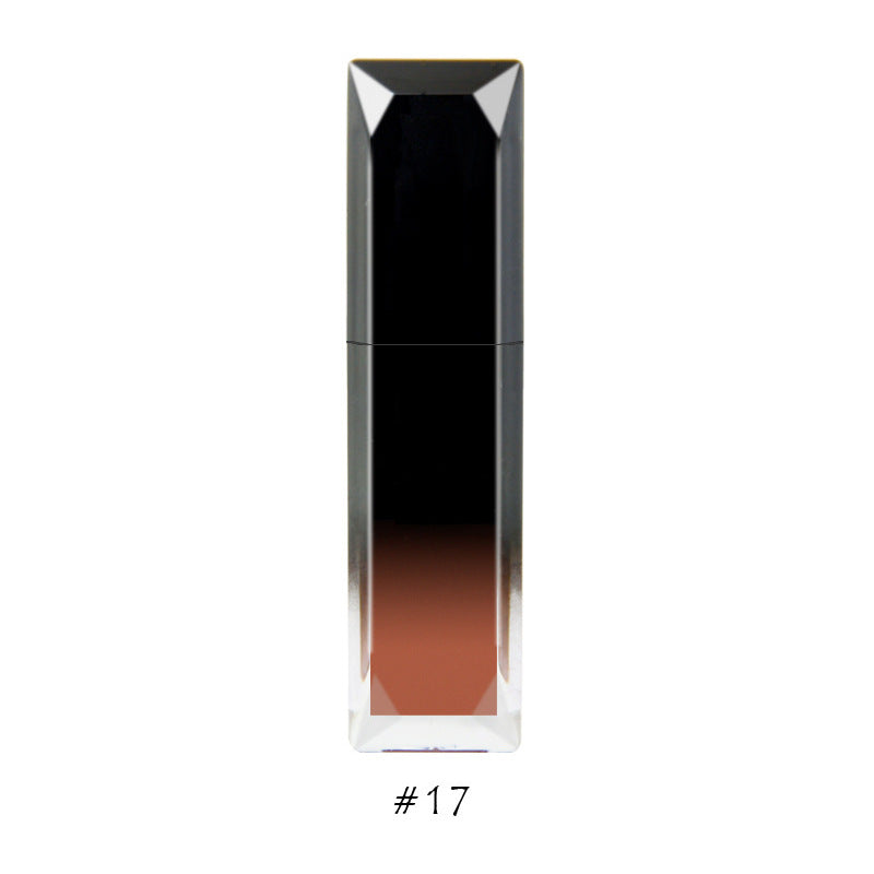 Moisturizing velvet matte moisturizing lip glaze, black gradual change square bottle lip glaze