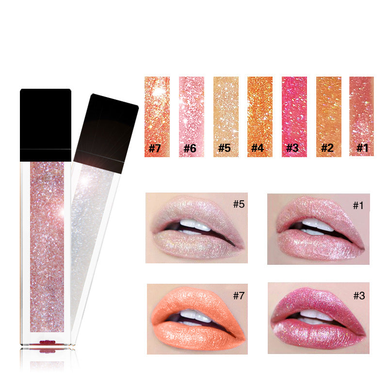 11-color glitter lip gloss lasts longer and is not easy to take off makeup. Sequin glitter lip gloss lip glaze