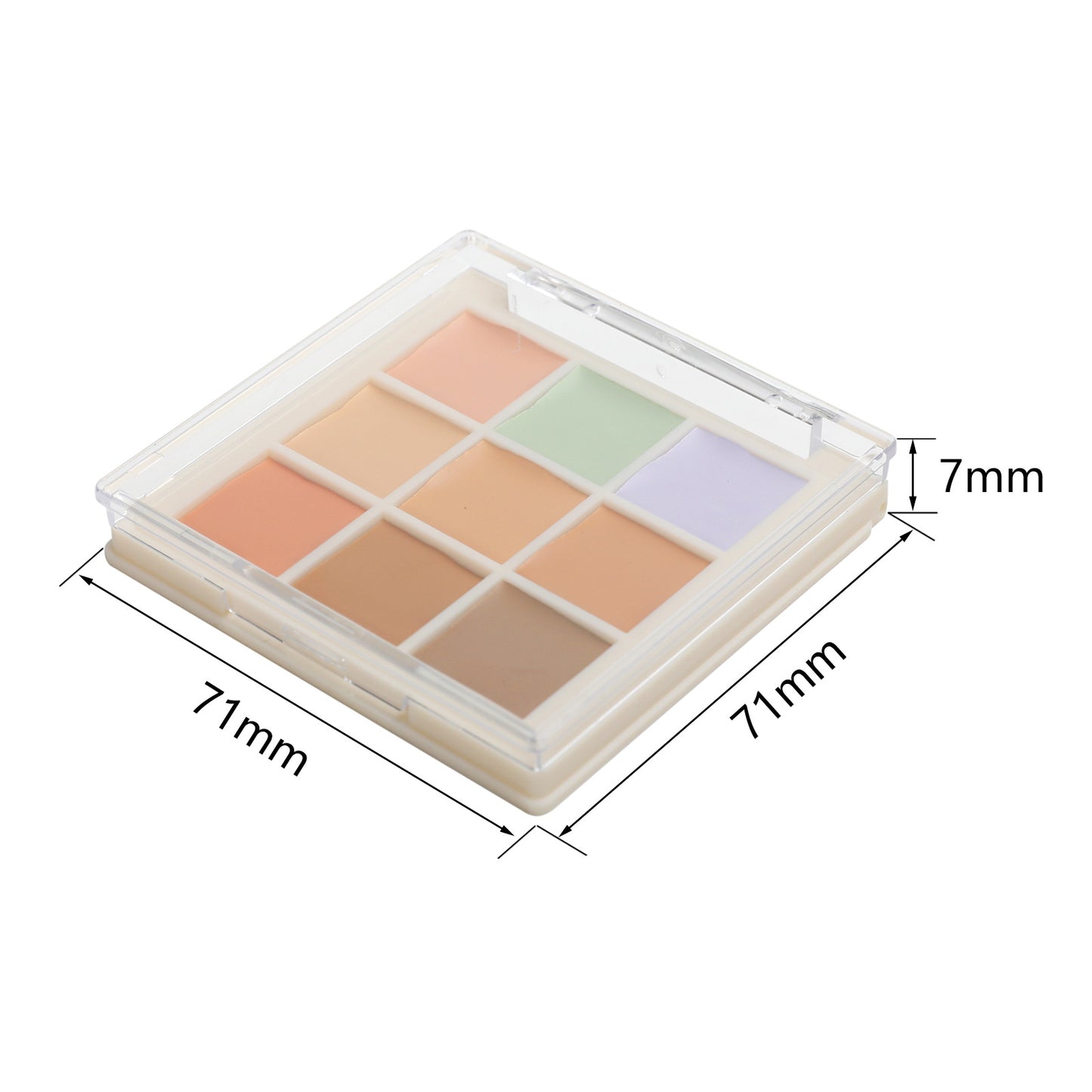 9-Color concealer covers dark circles, acne marks, spots, silhouette, nose shadow, brightens and modifies skin tone, and the integrated plate is convenient.