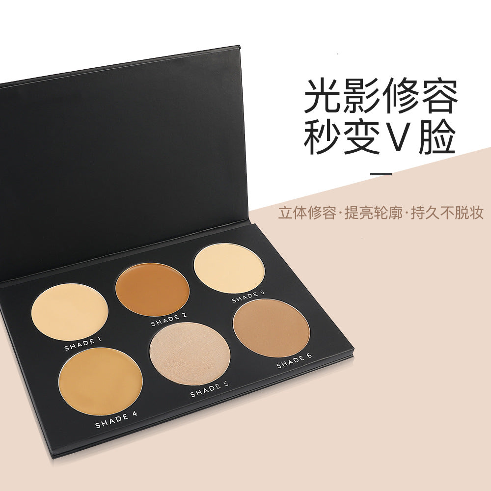 6-color upgraded setting concealer high-gloss grooming combination plate, delicate texture three-dimensional grooming small V face