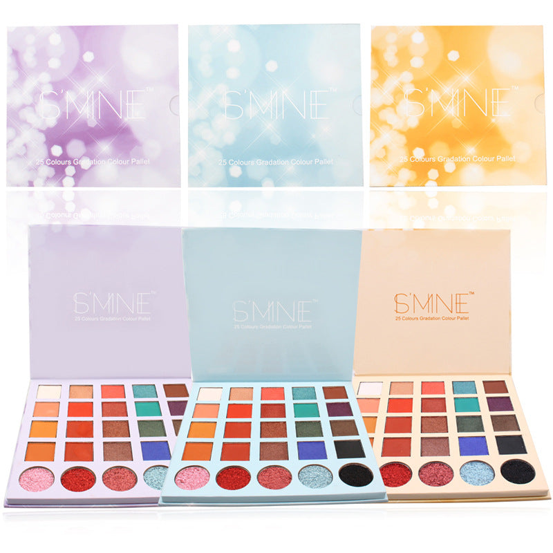25-color shallot sequined eyeshadow disc, pearlescent matte eyeshadow disc is evenly colored without powder and no LOGO.