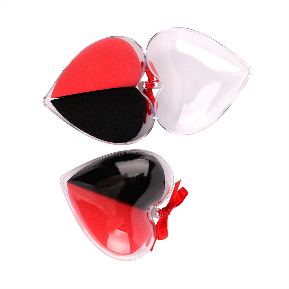 Oblique cut dry and wet dual-purpose heart-shaped puff, hydrophilic sponge puff, heart-shaped shell, strong water absorption and powder grabbing ability