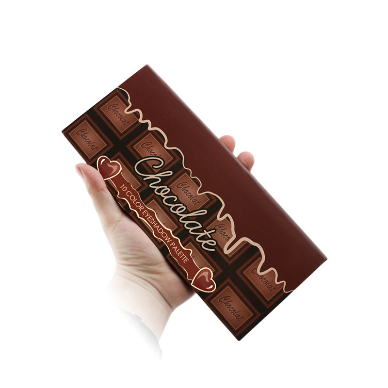 10-Color pearlescent matte eyeshadow disc, cute chocolate look packaging