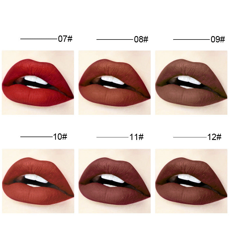 12 colors matte matte is not easy to stick to the cup lipstick waterproof