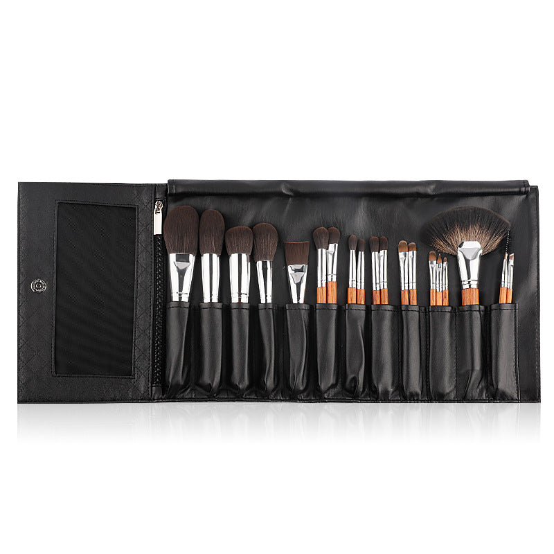 20 Brazilian red sandalwood handle cosmetic cover brushes, soft and comfortable, strong powder grabbing, selected PU leather, two colors to choose from