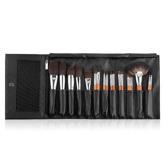 20 Brazilian red sandalwood handle cosmetic cover brushes, soft and comfortable, strong powder grabbing, selected PU leather, two colors to choose from