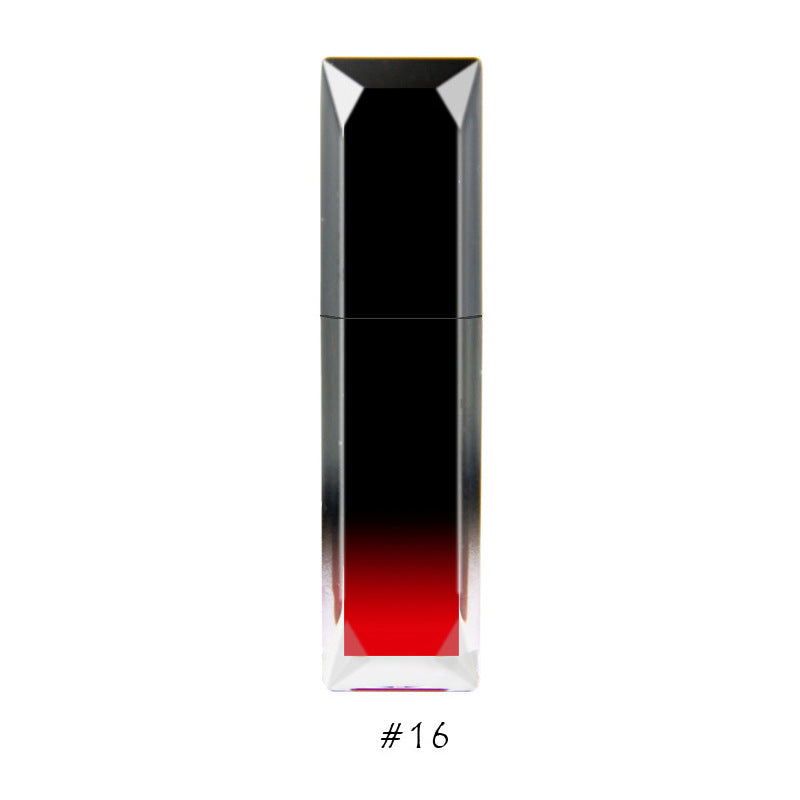 Moisturizing velvet matte moisturizing lip glaze, black gradual change square bottle lip glaze