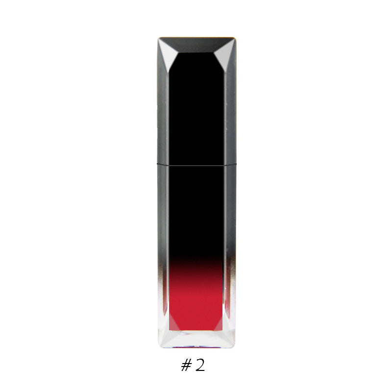 Moisturizing velvet matte moisturizing lip glaze, black gradual change square bottle lip glaze