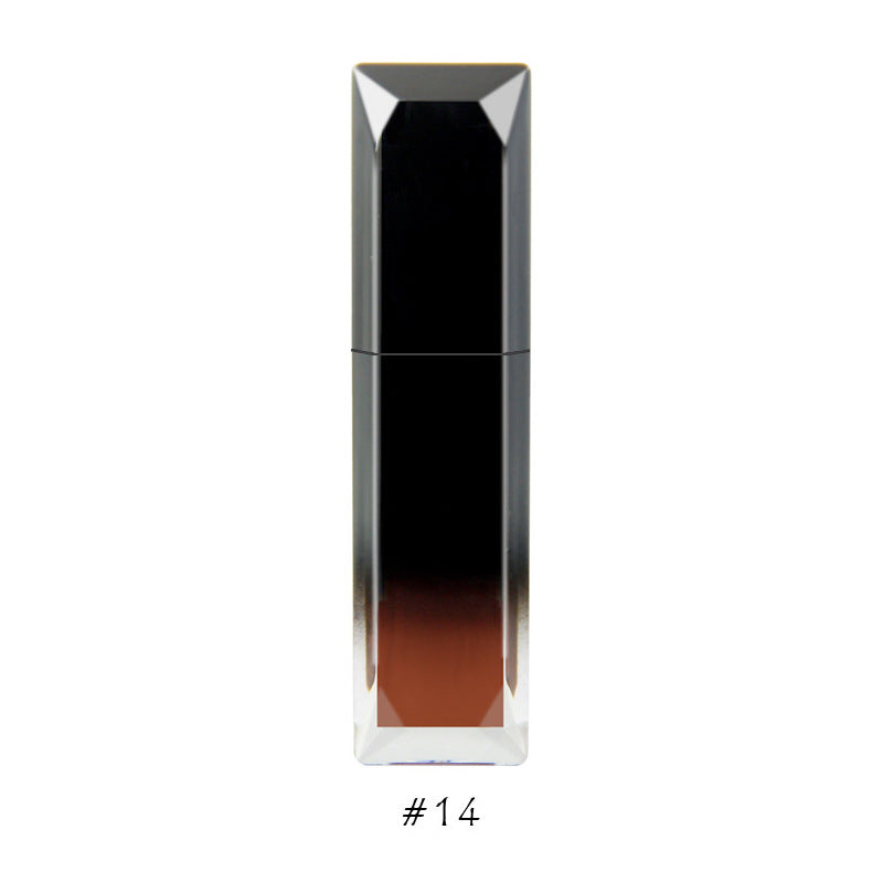 Moisturizing velvet matte moisturizing lip glaze, black gradual change square bottle lip glaze
