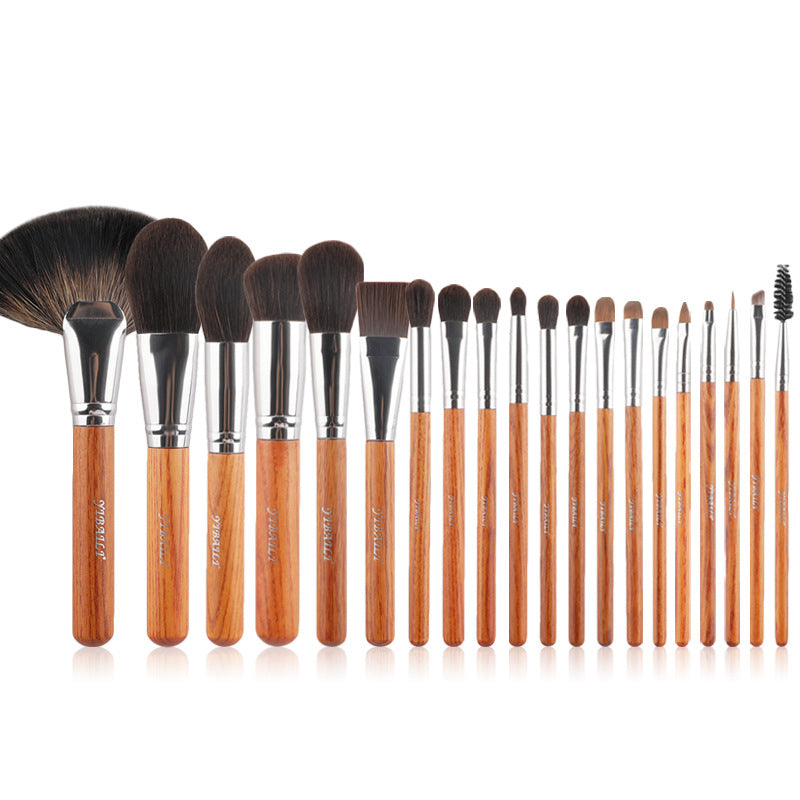 20 Brazilian red sandalwood handle cosmetic cover brushes, soft and comfortable, strong powder grabbing, selected PU leather, two colors to choose from