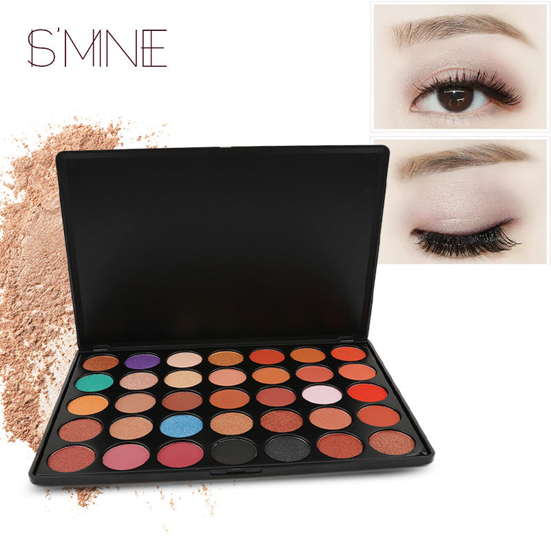 35-Color pearlescent matte combination eyeshadow, freely matched with long-lasting powder-free texture eyeshadow, affordable