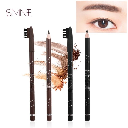 Round eyebrow pencil with lid brush, crayon refill double lock color eyebrow pencil, waterproof, sweat-proof and non-smudging.