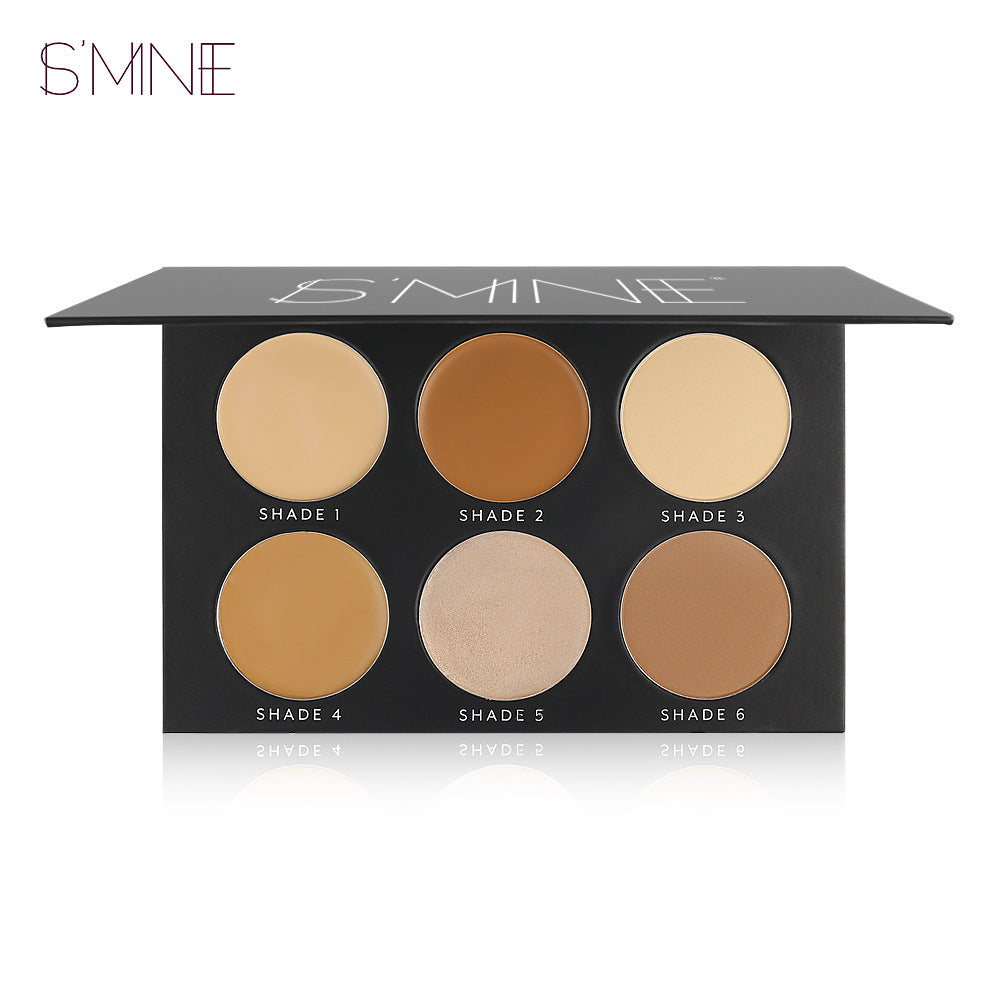 6-color upgraded setting concealer high-gloss grooming combination plate, delicate texture three-dimensional grooming small V face