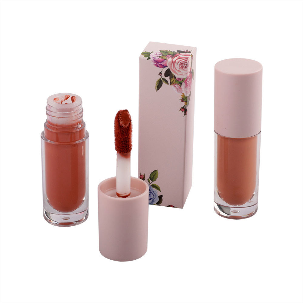 Eight-color non-stick cup liquid lipstick matte color rendering makeup non-fading transparent round tube lipstick