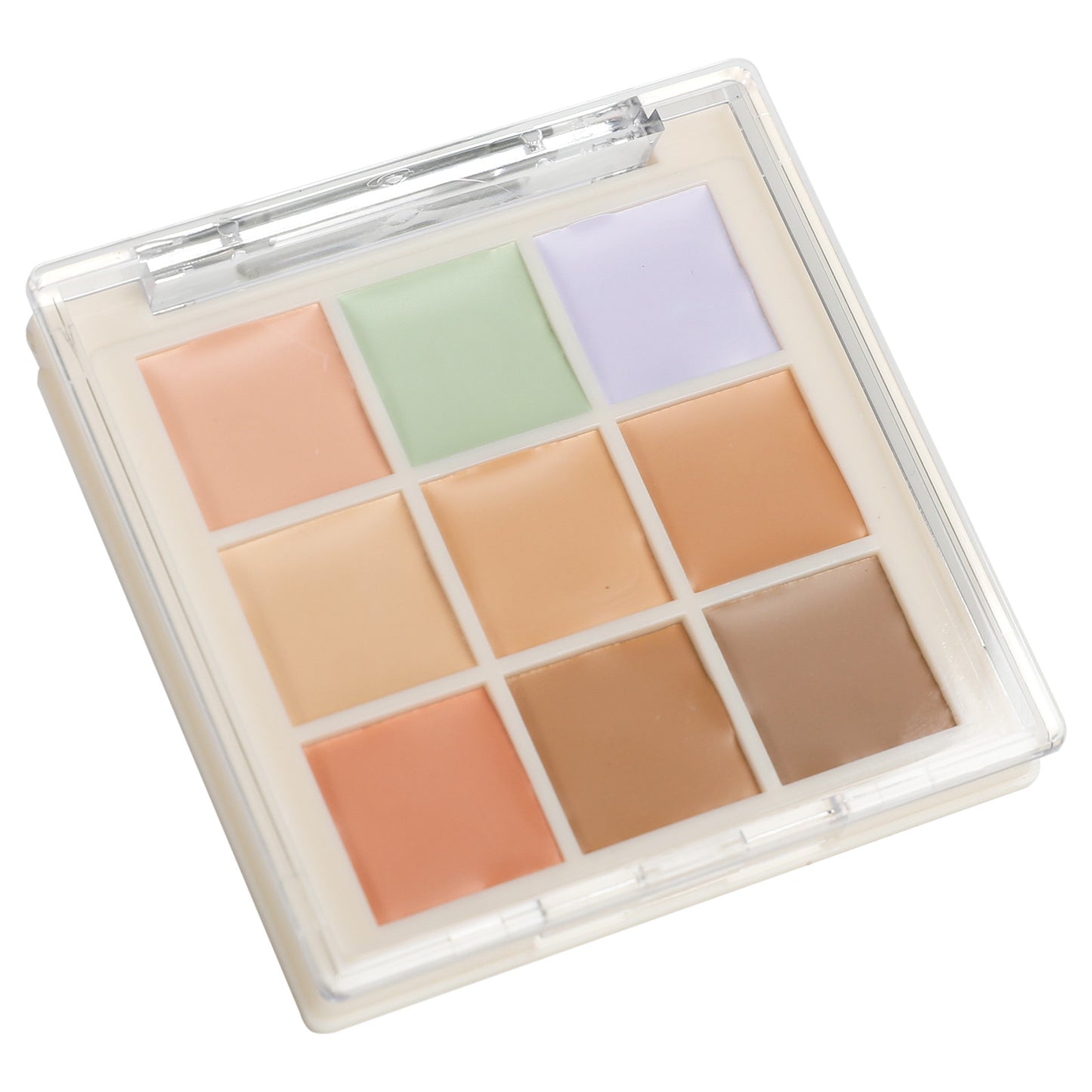 9-Color concealer covers dark circles, acne marks, spots, silhouette, nose shadow, brightens and modifies skin tone, and the integrated plate is convenient.