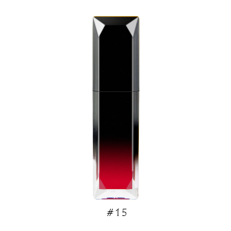 Moisturizing velvet matte moisturizing lip glaze, black gradual change square bottle lip glaze