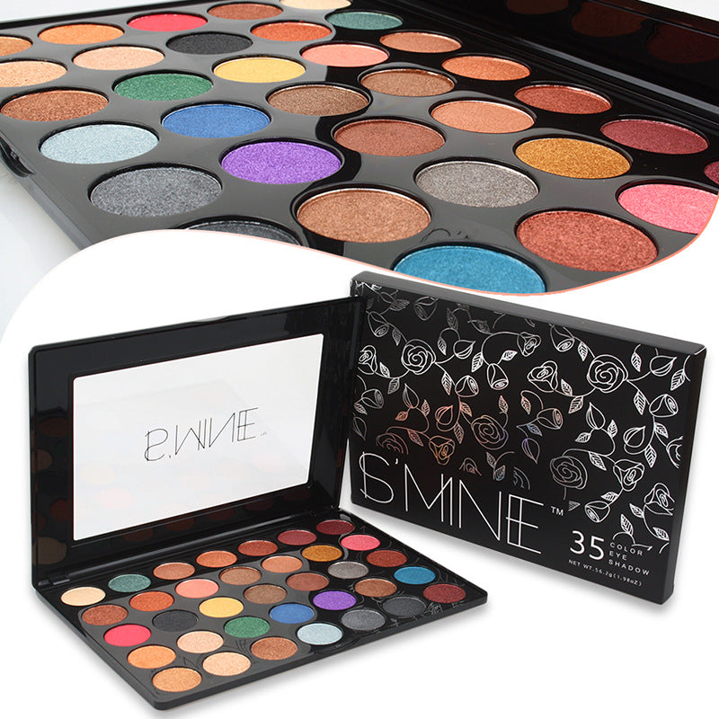 35-color eyeshadow disc, full pearlescent eyeshadow disc, fine powder and easy to color daily makeup eyeshadow disc