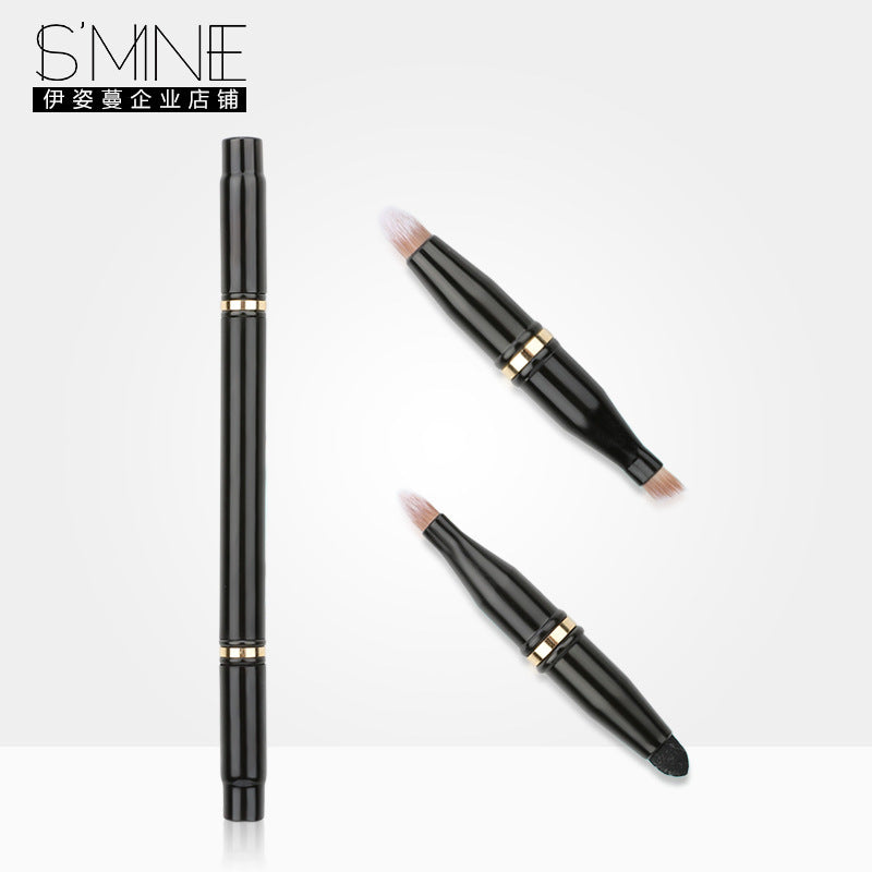 Double section 4 head portable makeup brush, multi-functional makeup brush, concealer contour, lips and eyebrows can be easily carried