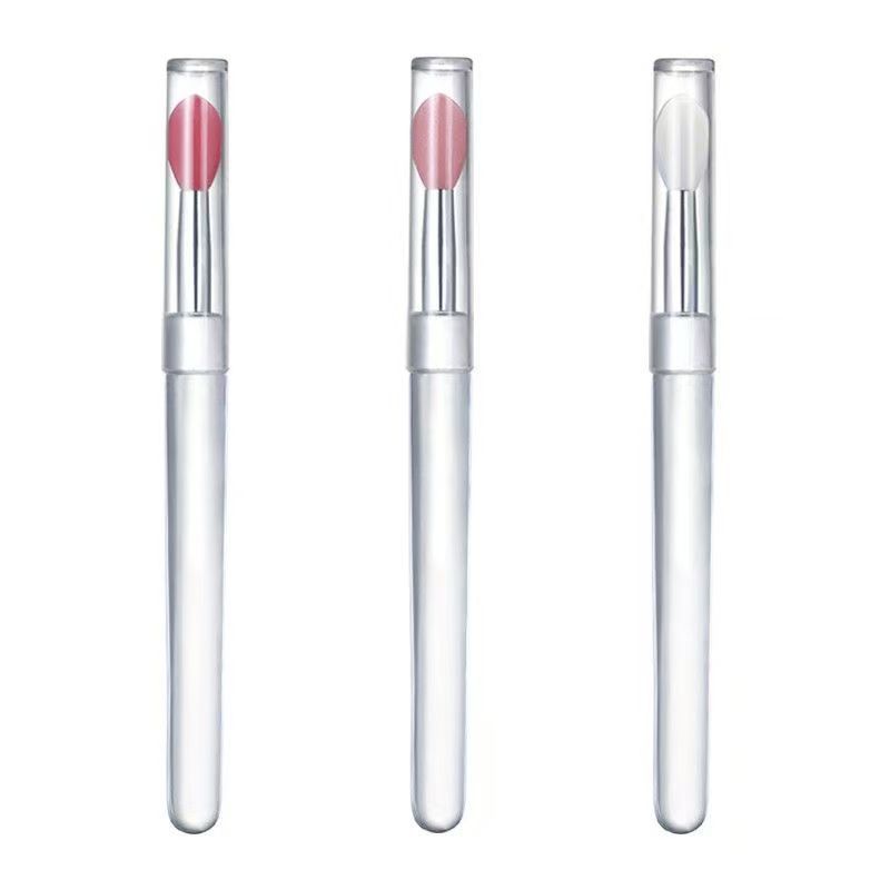 Portable Lip Brush with Cover Lip Smudge Brush Round Head Mini Portable Lipstick Brush Concealer Brush Soft Bristle Makeup Brush